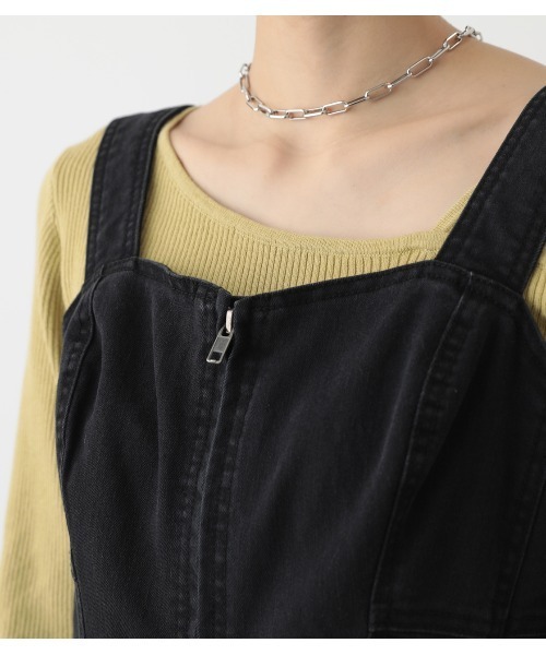 AZUL by moussy（アズールバイマウジー）の「ZIP UP JUMPER DRESS/ジップアップジャンパードレス（ワンピース・レディース・ベージュ/ダークブルー/ブラック・MEDIUM/SMALL）」の13枚目の写真