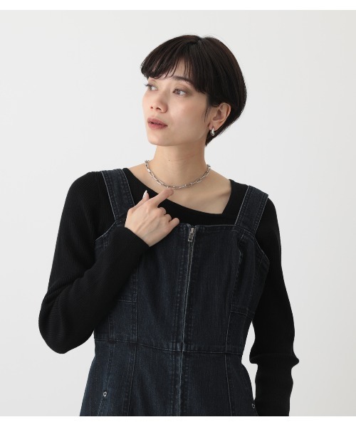 AZUL by moussy（アズールバイマウジー）の「ZIP UP JUMPER DRESS/ジップアップジャンパードレス（ワンピース・レディース・ベージュ/ダークブルー/ブラック・MEDIUM/SMALL）」の22枚目の写真