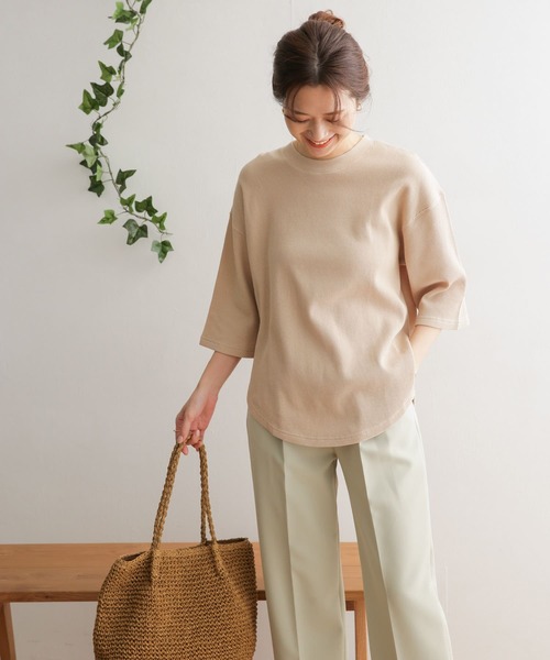 URBAN RESEARCH DOORS(アーバンリサーチドアーズ)の「ワッフルラウンドヘムプルオーバー(Tシャツ/カットソー・レディース・ブラック/ベージュ/オフホワイト・ONE)」の7枚目の写真