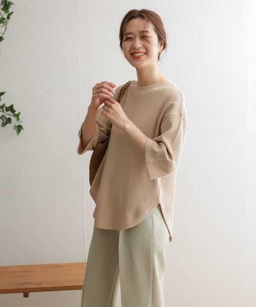 URBAN RESEARCH DOORS(アーバンリサーチドアーズ)の「ワッフルラウンドヘムプルオーバー(Tシャツ/カットソー・レディース・ブラック/ベージュ/オフホワイト・ONE)」の8枚目の写真