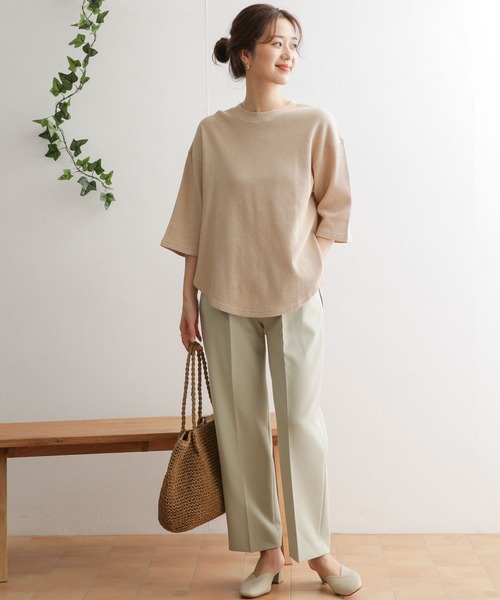 URBAN RESEARCH DOORS(アーバンリサーチドアーズ)の「ワッフルラウンドヘムプルオーバー(Tシャツ/カットソー・レディース・ブラック/ベージュ/オフホワイト・ONE)」の9枚目の写真