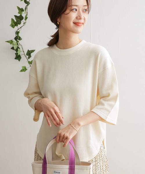 URBAN RESEARCH DOORS(アーバンリサーチドアーズ)の「ワッフルラウンドヘムプルオーバー(Tシャツ/カットソー・レディース・ブラック/ベージュ/オフホワイト・ONE)」の12枚目の写真