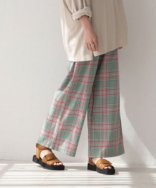 marjour（マージュール）の「RELAX CHECK PANTS（その他パンツ・レディース・ピンク/ミント/ブラック×ベージュ・M）」の3枚目の写真