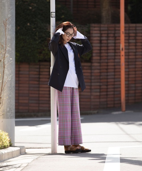 marjour（マージュール）の「RELAX CHECK PANTS（その他パンツ・レディース・ピンク/ミント/ブラック×ベージュ・M）」の12枚目の写真