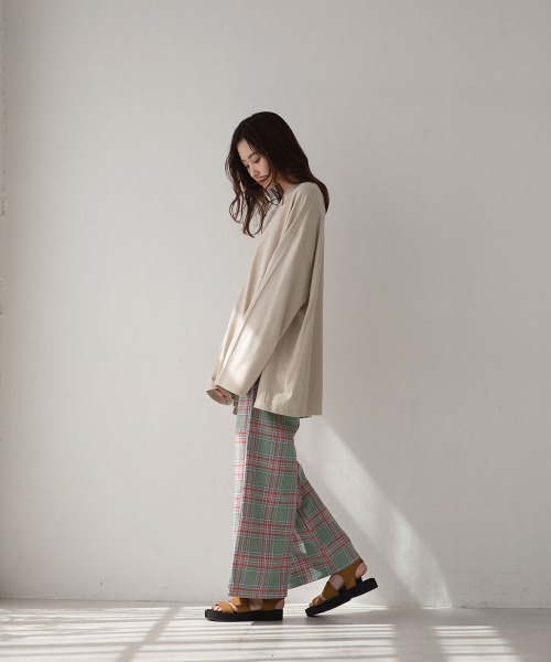 marjour（マージュール）の「RELAX CHECK PANTS（その他パンツ・レディース・ピンク/ミント/ブラック×ベージュ・M）」の5枚目の写真