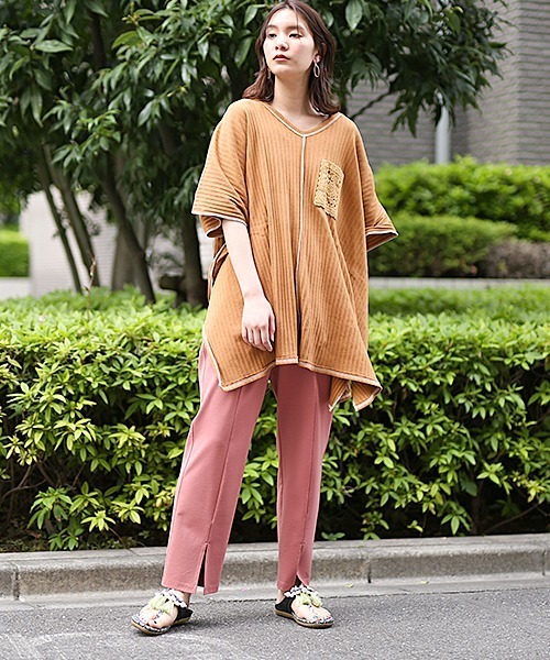 チチカカ（チチカカ）の「ポンチフロントスリットパンツ（その他パンツ・レディース・ブラック/ブラウン/ピンク・FREE）」の8枚目の写真