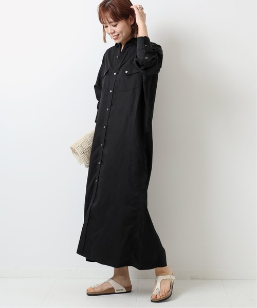 Spick & Span（スピックアンドスパン）の「【TICCA】リヨセル麻ツイル マキシドレス(SP)◆（ワンピース・レディース・ベージュ/ブラック/カーキ・FREE）」の5枚目の写真
