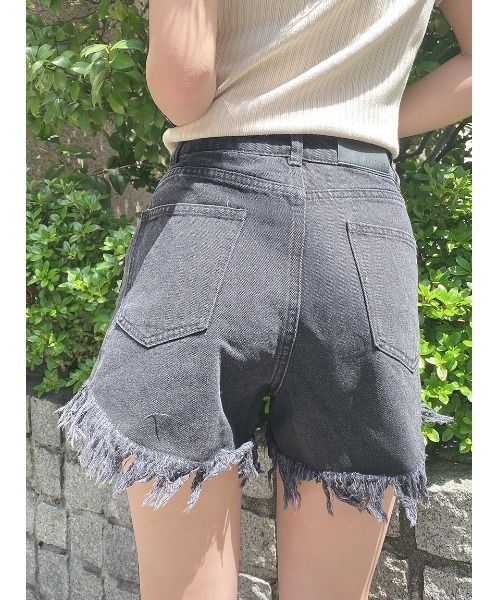 one way（ワンウェイ）の「【oneway Jeans】ハイウエストフリンジショーパン（デニムパンツ・レディース・ベージュ/ライトブルー/ブラック・S/M）」の8枚目の写真