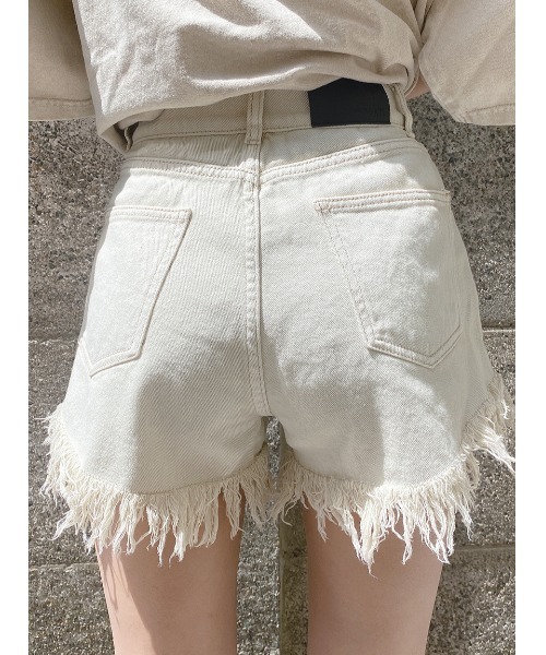 one way（ワンウェイ）の「【oneway Jeans】ハイウエストフリンジショーパン（デニムパンツ・レディース・ベージュ/ライトブルー/ブラック・S/M）」の10枚目の写真