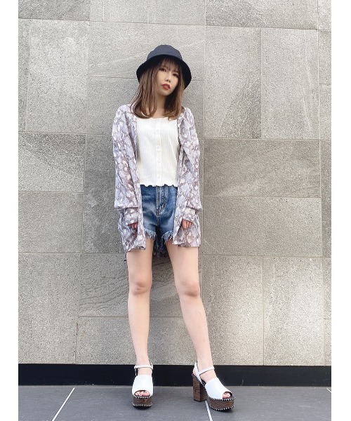 one way（ワンウェイ）の「【oneway Jeans】ハイウエストフリンジショーパン（デニムパンツ・レディース・ベージュ/ライトブルー/ブラック・S/M）」の13枚目の写真