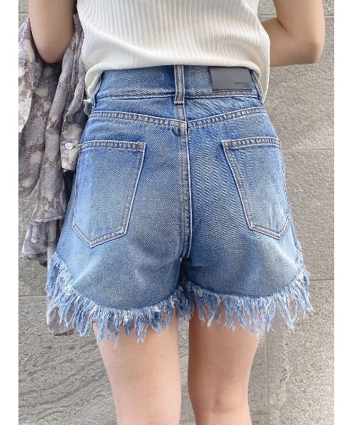 one way（ワンウェイ）の「【oneway Jeans】ハイウエストフリンジショーパン（デニムパンツ・レディース・ベージュ/ライトブルー/ブラック・S/M）」の16枚目の写真