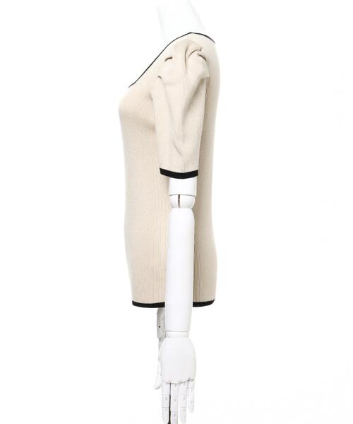 INGNI（イング）の「配色スクエアニット（ニット/セーター・レディース・ホワイト×ブラック/ブラック系その他2/ベージュ系2/ブルー系1・M）」の6枚目の写真