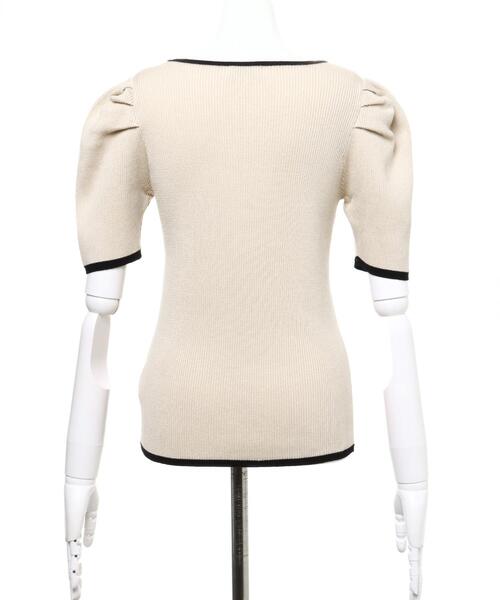 INGNI（イング）の「配色スクエアニット（ニット/セーター・レディース・ホワイト×ブラック/ブラック系その他2/ベージュ系2/ブルー系1・M）」の7枚目の写真