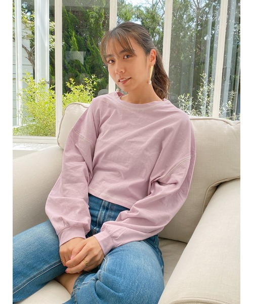 Vicente（ヴィセンテ）の「Flat seamer short tops（Tシャツ/カットソー・レディース・オフホワイト/パープル/ベージュ・FREE）」の5枚目の写真