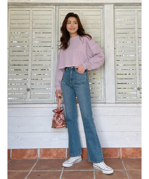 Vicente（ヴィセンテ）の「Flat seamer short tops（Tシャツ/カットソー・レディース・オフホワイト/パープル/ベージュ・FREE）」の4枚目の写真