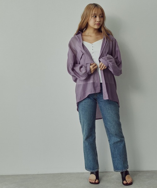 toucher du brise(トゥシェドブリーズ)の「シアーブラウス(シャツ/ブラウス・レディース・ホワイト/パープル/ブルー・M)」の8枚目の写真