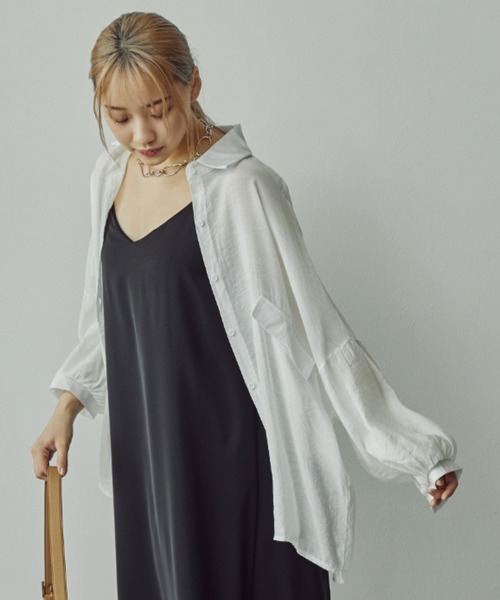 toucher du brise(トゥシェドブリーズ)の「シアーブラウス(シャツ/ブラウス・レディース・ホワイト/パープル/ブルー・M)」の7枚目の写真