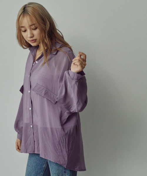 toucher du brise(トゥシェドブリーズ)の「シアーブラウス(シャツ/ブラウス・レディース・ホワイト/パープル/ブルー・M)」の9枚目の写真