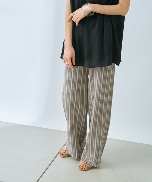prose verse（プロズヴェール）の「ランダムストライプニットパンツ（その他パンツ・レディース・チャコールグレー/ベージュ・ﾌﾘ-）」の2枚目の写真