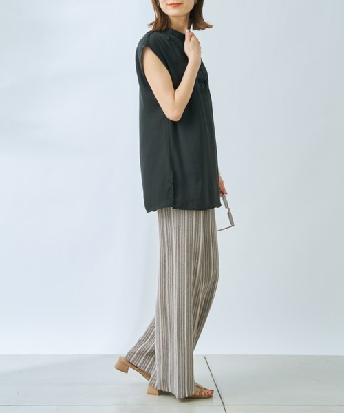 prose verse（プロズヴェール）の「ランダムストライプニットパンツ（その他パンツ・レディース・チャコールグレー/ベージュ・ﾌﾘ-）」の10枚目の写真