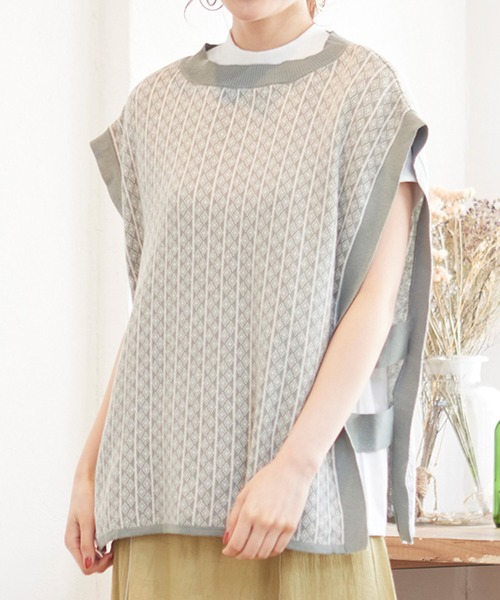 MATCH&more（マッチアンドモア）の「ジャカードベスト（ニット/セーター・レディース・ブラック/ブラウン/オフホワイト/グリーン・FREE）」の11枚目の写真