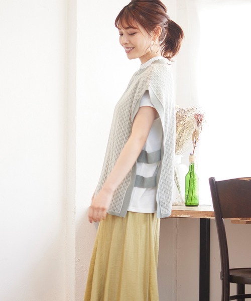 MATCH&more（マッチアンドモア）の「ジャカードベスト（ニット/セーター・レディース・ブラック/ブラウン/オフホワイト/グリーン・FREE）」の6枚目の写真