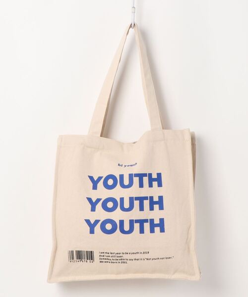 LA VORAGINE（ラ ヴォラジネ）の「YOUTHプリントキャンバストートバッグ（トートバッグ・レディース・オフホワイト/ベージュ・FREE）」の2枚目の写真