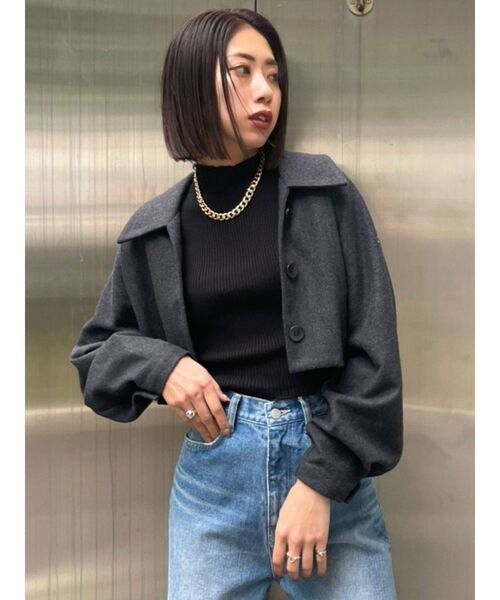 EMODA（エモダ）の「ビッグカラーショートジャケット（その他アウター・レディース・ベージュ/マスタード/グレー・FREE）」の9枚目の写真