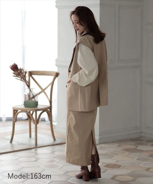 Donoban フレアーツイードジレ ノースリーブベスト フレアツイードベスト