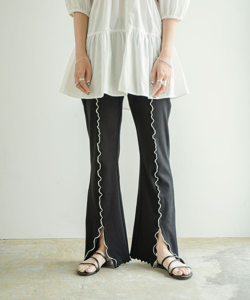 Lull（ルル）の「【Lull / ルル】配色メロウセミフレアリブパンツ（その他パンツ・レディース・ブラック/ベージュ/その他/グリーン/オレンジ・M）」の21枚目の写真