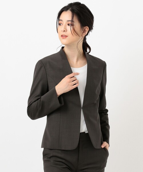 J.PRESS(ジェイプレス)の「BAHARIYE NEW ノーカラー ジャケット(ノーカラージャケット・レディース・ダークブラウン系・9)」の4枚目の写真