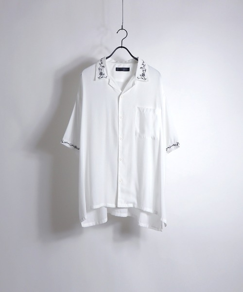Confirm(コンファーム)の「Confirm / コンファーム 五分袖刺繍ビッグオープンカラーシャツ(シャツ/ブラウス・メンズ・ホワイト/ブラック/ブルー/レッド・M/L)」の8枚目の写真