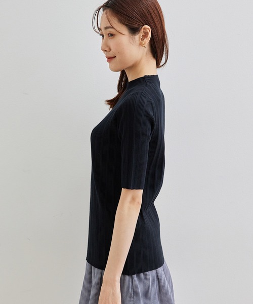 ROPE' PICNIC(ロペピクニック)の「ビルドネックハーフスリーブプルオーバー(ニット/セーター・レディース・ライトグレー/ブラック/ピンク/イエロー・40/38)」の11枚目の写真