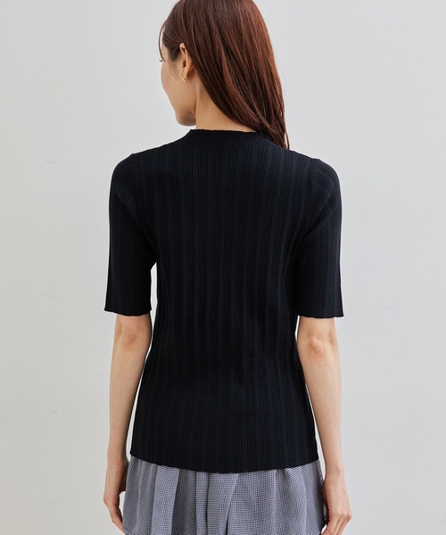 ROPE' PICNIC(ロペピクニック)の「ビルドネックハーフスリーブプルオーバー(ニット/セーター・レディース・ライトグレー/ブラック/ピンク/イエロー・40/38)」の5枚目の写真