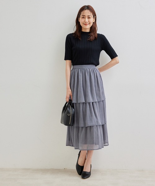 ROPE' PICNIC(ロペピクニック)の「ビルドネックハーフスリーブプルオーバー(ニット/セーター・レディース・ライトグレー/ブラック/ピンク/イエロー・40/38)」の17枚目の写真