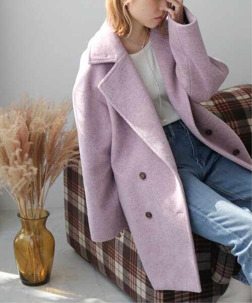 RAY CASSIN（レイカズン）の「起毛メルトンダブルミディコート（その他アウター・レディース・ベージュ/ブラウン/ピンク・FREE）」の4枚目の写真