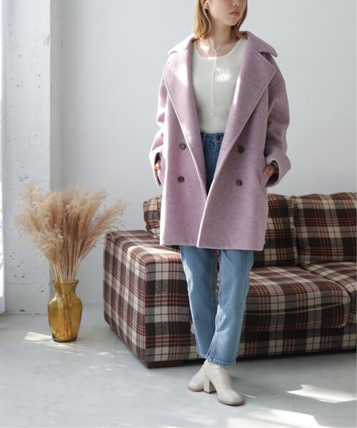 RAY CASSIN（レイカズン）の「起毛メルトンダブルミディコート（その他アウター・レディース・ベージュ/ブラウン/ピンク・FREE）」の7枚目の写真