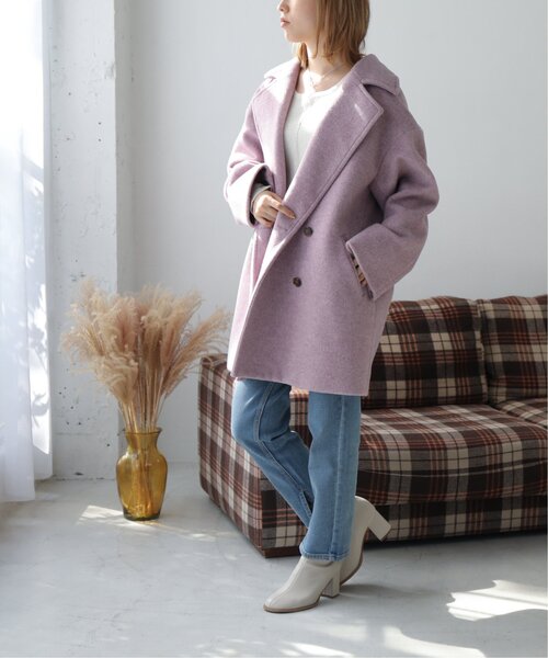 RAY CASSIN（レイカズン）の「起毛メルトンダブルミディコート（その他アウター・レディース・ベージュ/ブラウン/ピンク・FREE）」の8枚目の写真