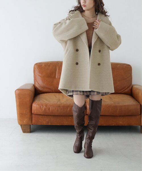 RAY CASSIN（レイカズン）の「起毛メルトンダブルミディコート（その他アウター・レディース・ベージュ/ブラウン/ピンク・FREE）」の22枚目の写真
