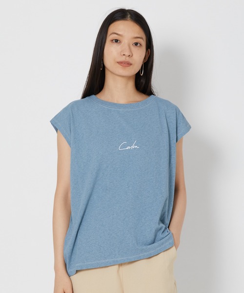 shop DADA(ショップダダ)の「顔料プリントトップス(1S15-350102)(Tシャツ/カットソー・レディース・オレンジ/ブルー/チャコールグレー・FREE)」の3枚目の写真