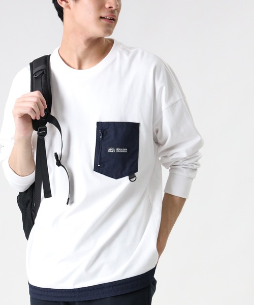 CAMP7(キャンプセブン)の「【CAMP7】ナイロンポケットロンT(Tシャツ/カットソー・メンズ・ベージュ/ホワイト/ネイビー・L/XL/M/S)」の2枚目の写真