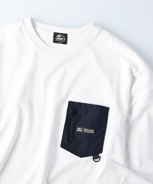 CAMP7(キャンプセブン)の「【CAMP7】ナイロンポケットロンT(Tシャツ/カットソー・メンズ・ベージュ/ホワイト/ネイビー・L/XL/M/S)」の15枚目の写真