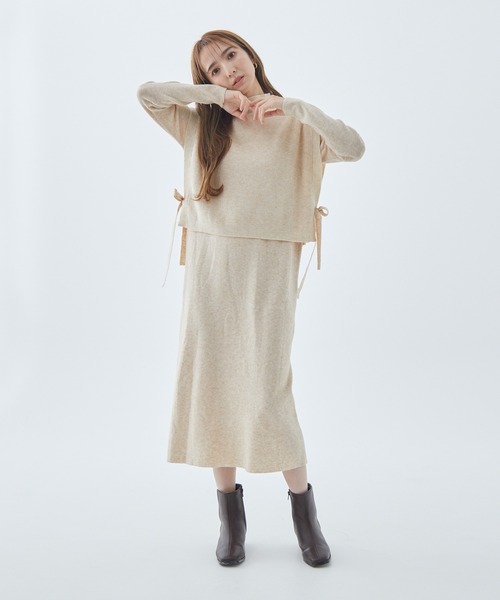 Fabulous Angela（ファビュラスアンジェラ）の「ドロップショルダーベスト付ワンピース（ワンピース・レディース・モカ/ネイビー/ベージュ・FREE）」の19枚目の写真