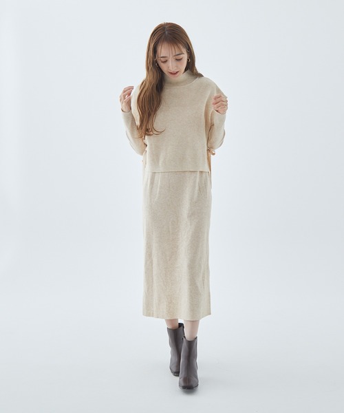 Fabulous Angela（ファビュラスアンジェラ）の「ドロップショルダーベスト付ワンピース（ワンピース・レディース・モカ/ネイビー/ベージュ・FREE）」の14枚目の写真