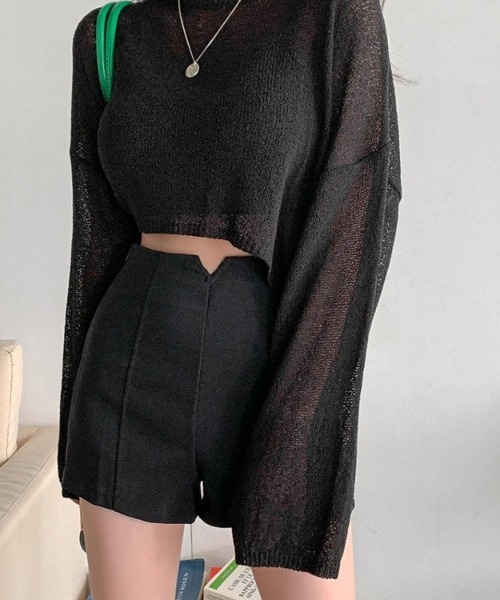 merongshop（メロンショップ）の「MERONGSHOP ハイウエストストレッチショートパンツ（その他パンツ・レディース・ブラック/アイボリー・LARGE/MEDIUM）」の12枚目の写真