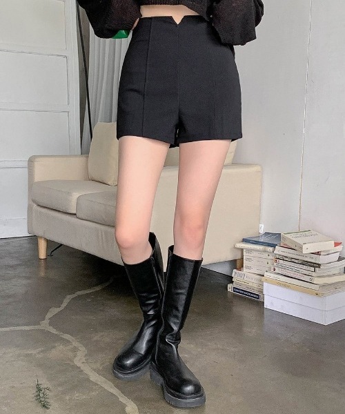 merongshop（メロンショップ）の「MERONGSHOP ハイウエストストレッチショートパンツ（その他パンツ・レディース・ブラック/アイボリー・LARGE/MEDIUM）」の14枚目の写真
