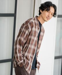 coen | オンブレチェックオープンカラーシャツ(シャツ/ブラウス)