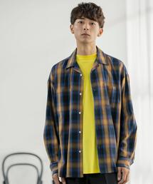 coen | オンブレチェックオープンカラーシャツ(シャツ/ブラウス)