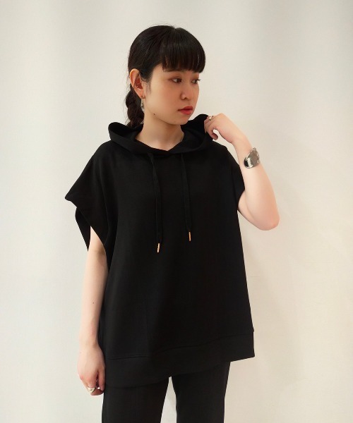 DROIT BELLO（ドロイトベロ）の「DROIT BELLO（ドロイトベロ）ライトダンボールノースリフーディ（パーカー・レディース・ライトグレー/ブラック/グレー・FREE）」の6枚目の写真