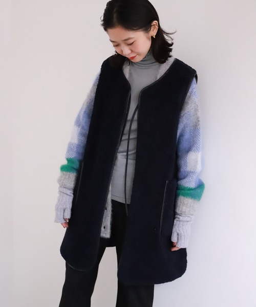 新品　ボアベスト　IENA パイピングボアベスト◇（ベスト）｜SLOBE IENA（スローブイエナ